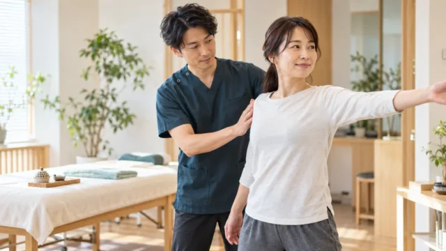 鍼灸と動作の評価を組み合わせる考え方を表したイメージ